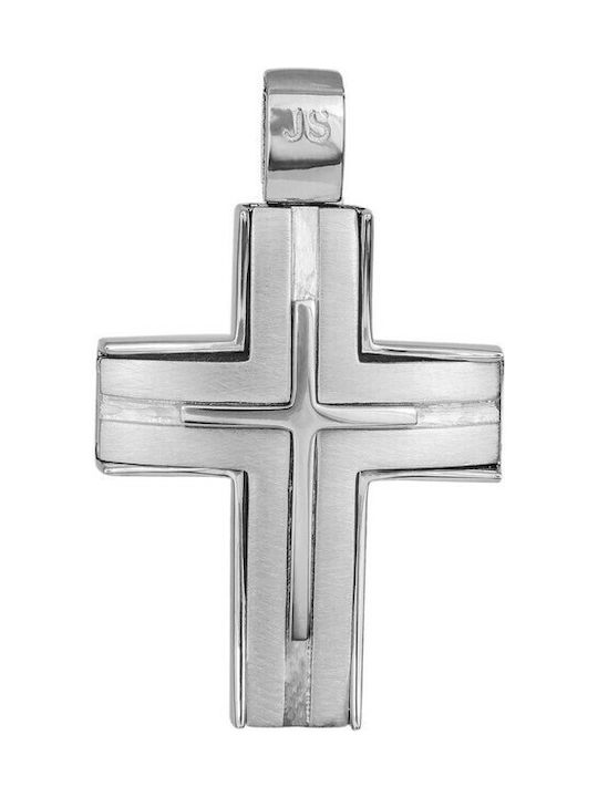 Men's White Gold Cross 14K