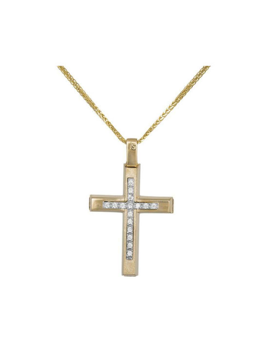 Damen Gold Kreuz 14K mit Kette