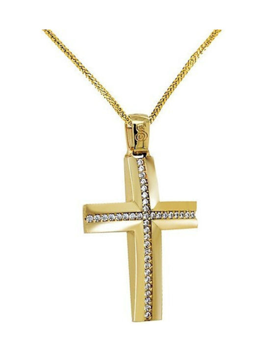 Damen Gold Kreuz 14K mit Kette