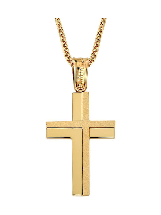 Herren Gold Kreuz 14K mit Kette