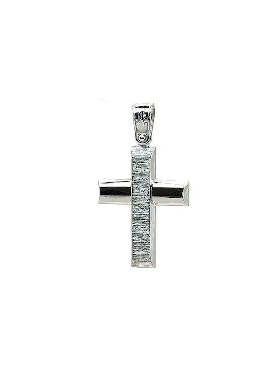 Men's White Gold Cross 14K