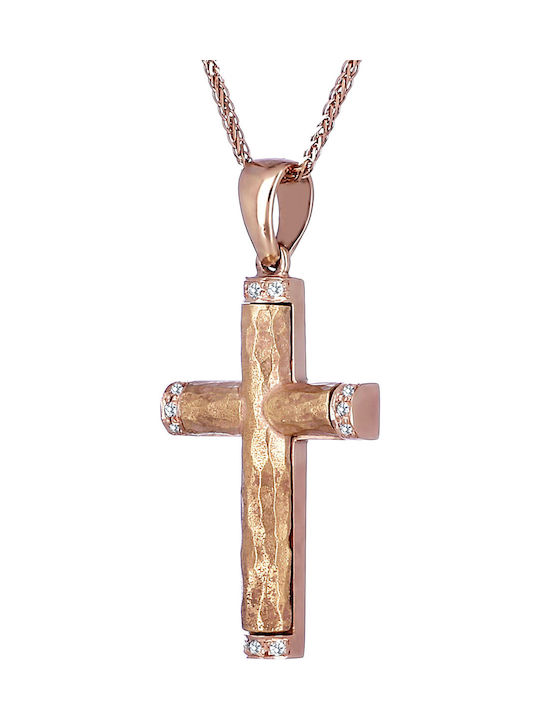 Damen Roségold Kreuz 14K