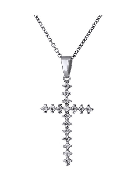 Damen Weißgold Kreuz 14K