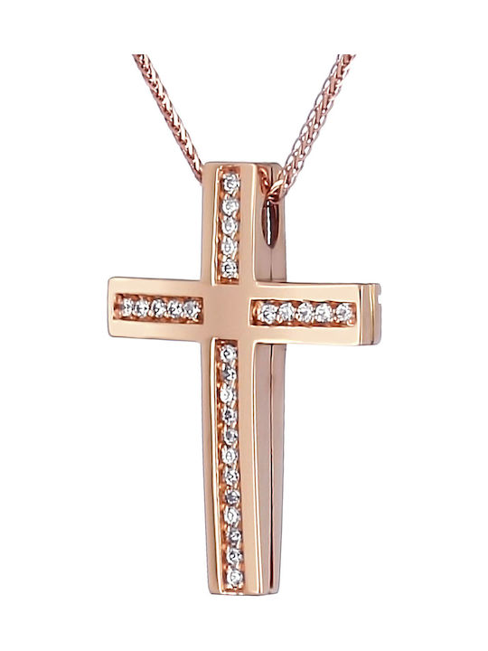 Damen Roségold Kreuz 14K