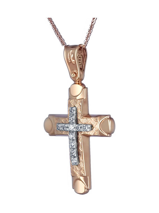 Damen Roségold Kreuz 14K