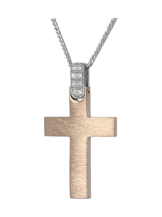 Damen Roségold Kreuz 14K