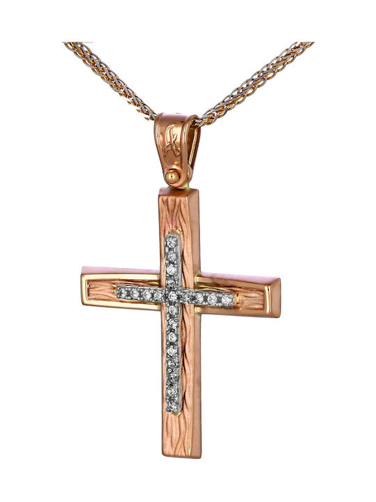 Femeiesc Aur Roz Cruce 14K