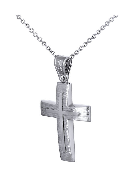 Men's White Gold Cross 14K