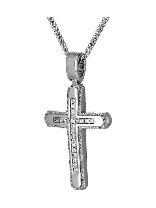 Damen Weißgold Kreuz 14K