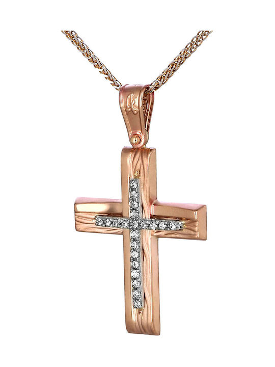 Damen Roségold Kreuz 14K