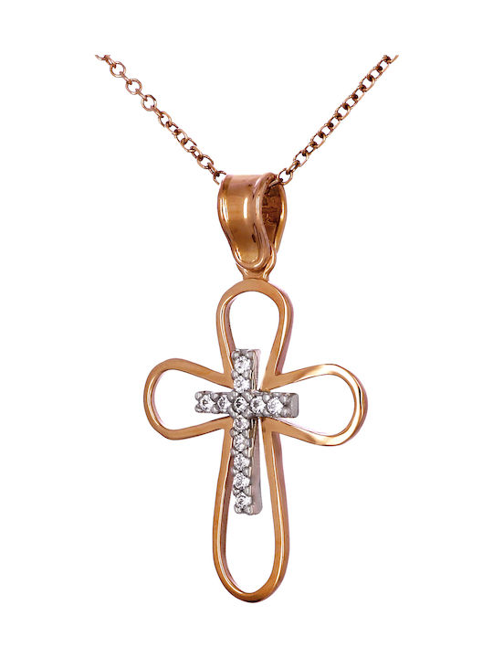 Damen Roségold Kreuz 14K