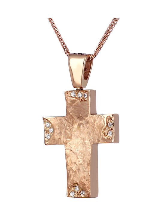 Damen Roségold Kreuz 14K