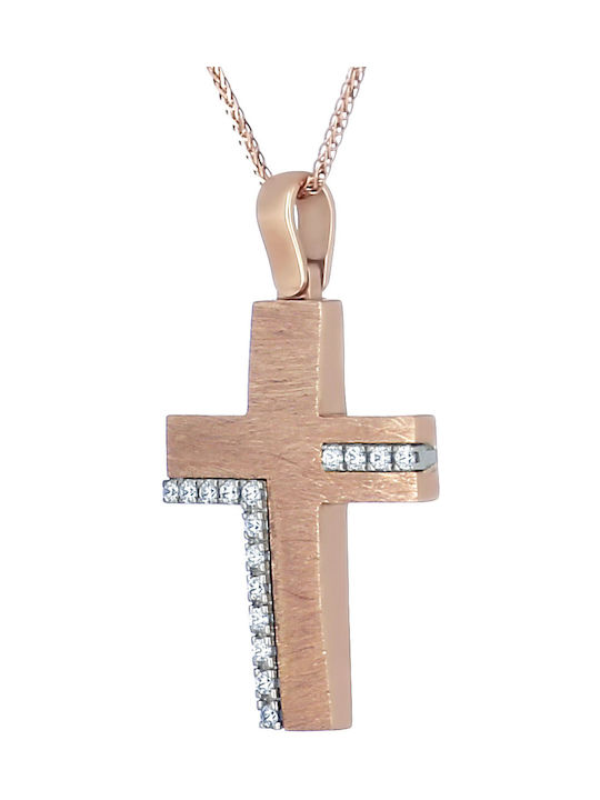 Damen Roségold Kreuz 14K