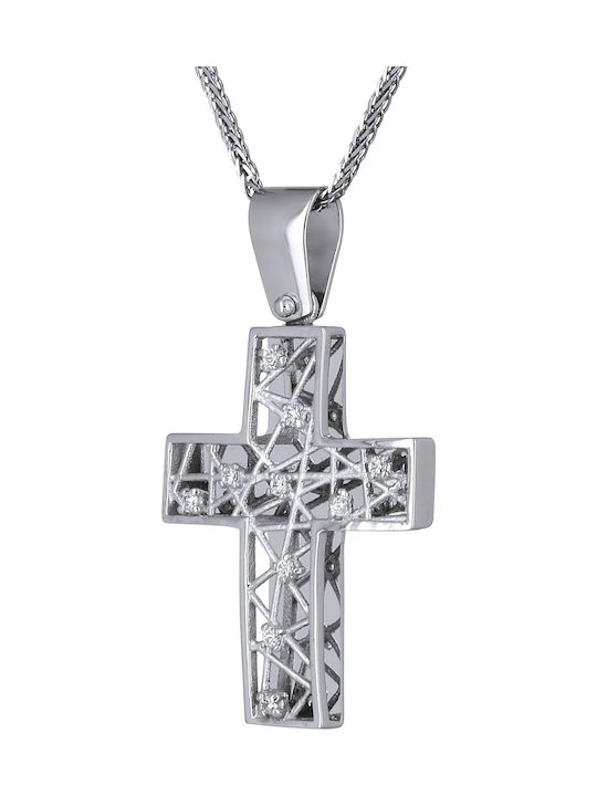 Damen Weißgold Kreuz 14K