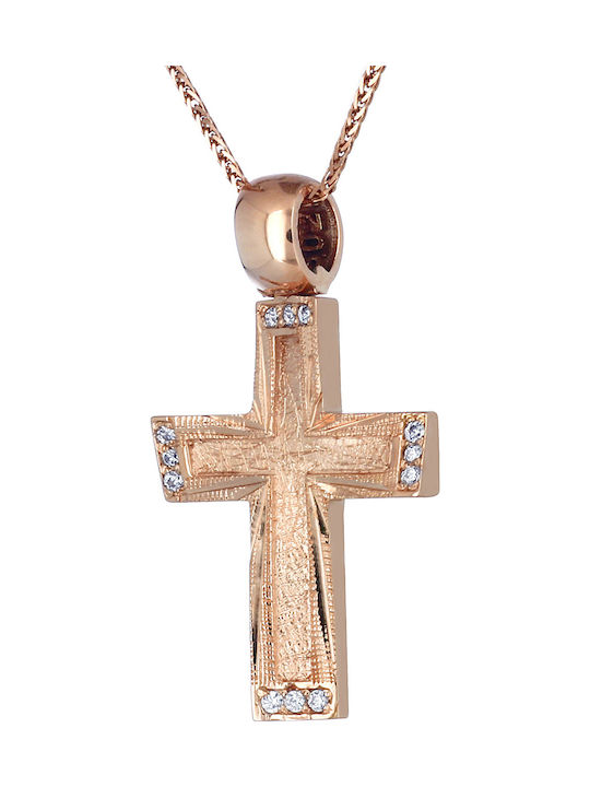 Damen Roségold Kreuz 14K