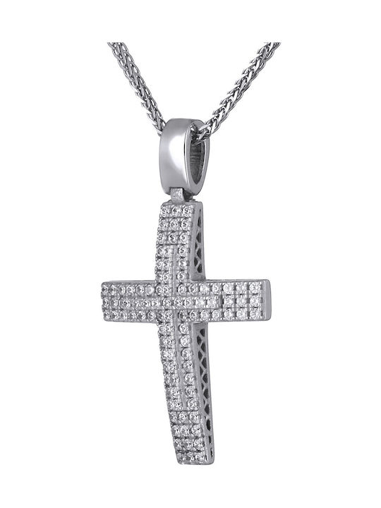 Damen Weißgold Kreuz 14K