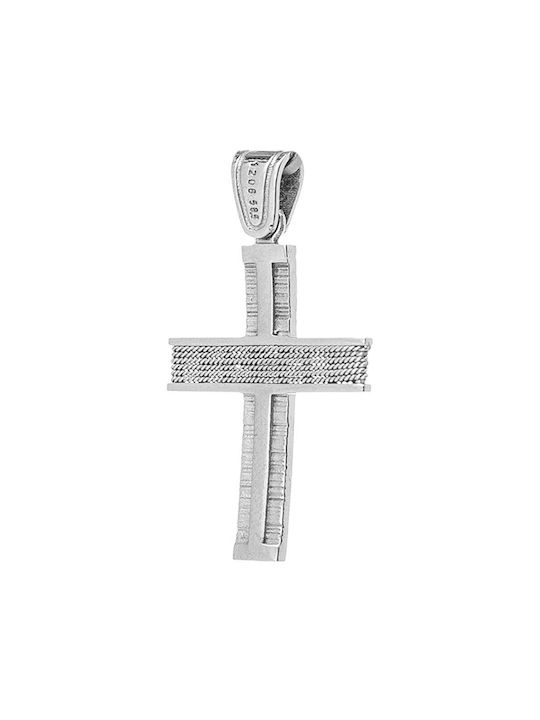 Men's White Gold Cross 14K Double Sided