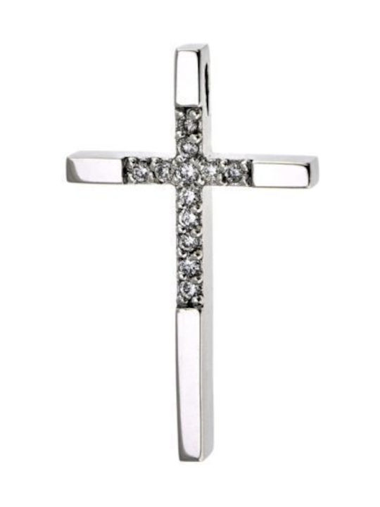 Women's White Gold Cross 18K