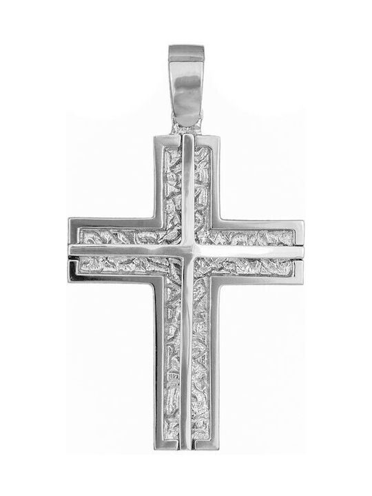 Men's White Gold Cross 14K