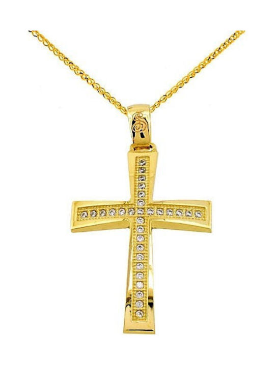 Damen Gold Kreuz 14K mit Kette