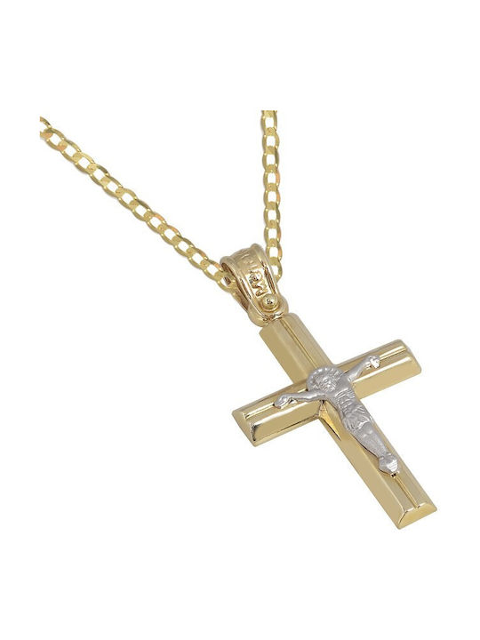 Herren Gold Kreuz 14K mit Kette