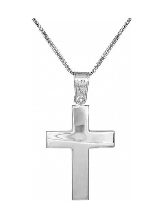 Herren Weißgold Kreuz 14K mit Kette