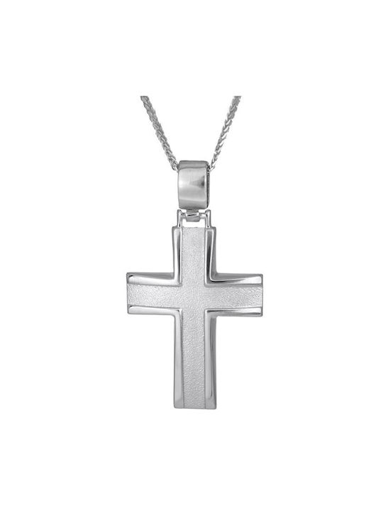 Herren Weißgold Kreuz 9K mit Kette