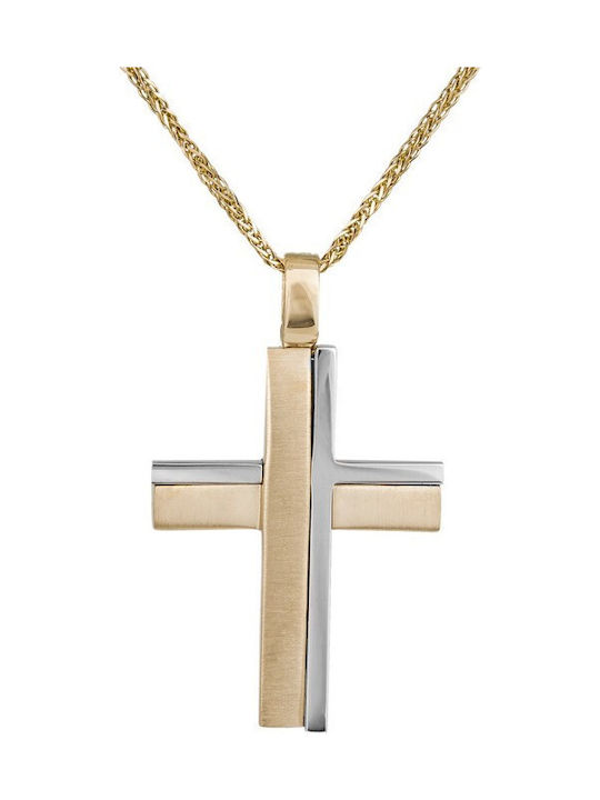 Herren Gold Kreuz 14K mit Kette