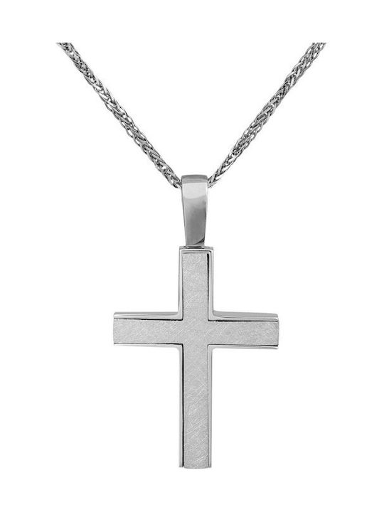 Herren Weißgold Kreuz 14K mit Kette