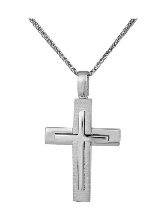 Herren Weißgold Kreuz 14K mit Kette