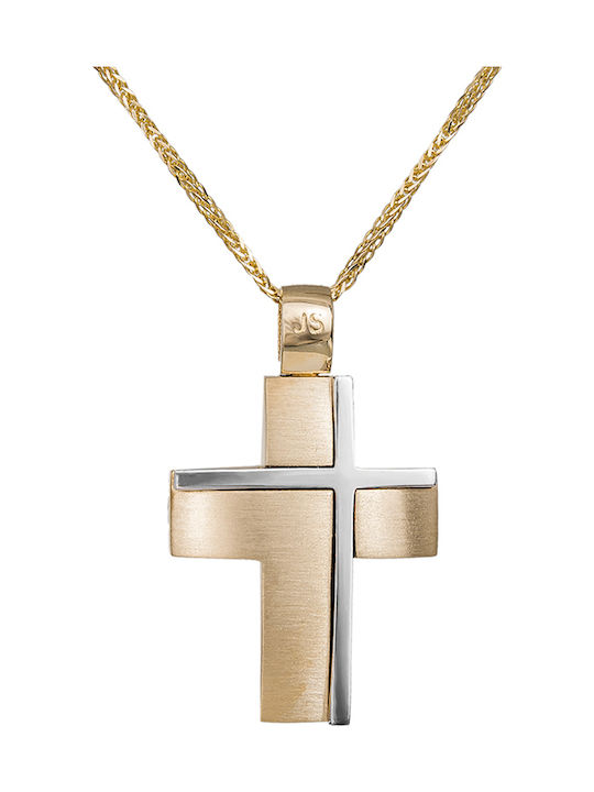 Herren Gold Kreuz 14K mit Kette