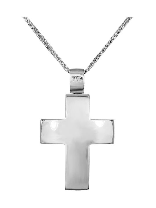 Herren Weißgold Kreuz 14K mit Kette