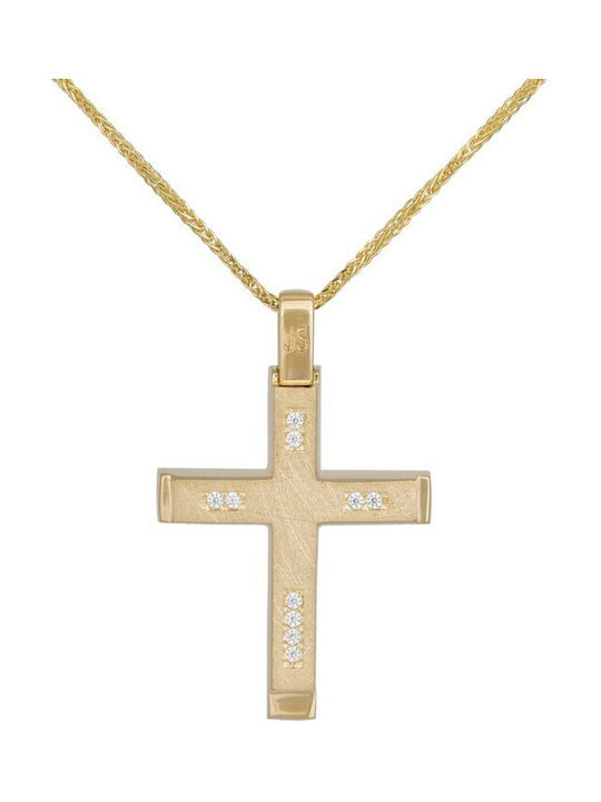 Damen Gold Kreuz 14K mit Kette