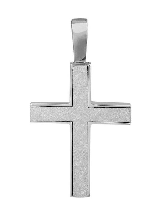 Men's White Gold Cross 14K