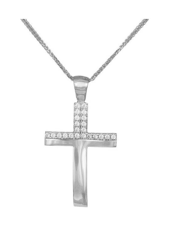 Damen Weißgold Kreuz 14K mit Kette