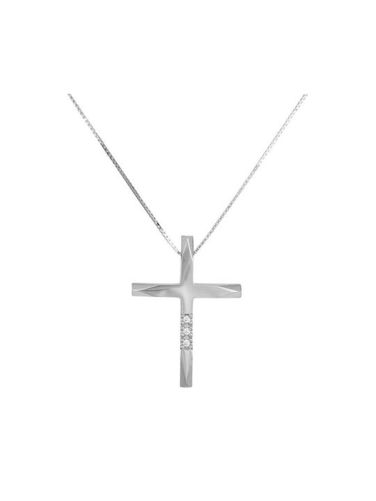 Women's White Gold Cross 18K with Chain