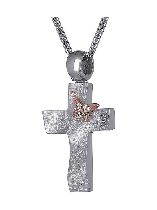 Damen Weißgold Kreuz 14K