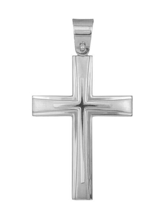 Men's White Gold Cross 14K