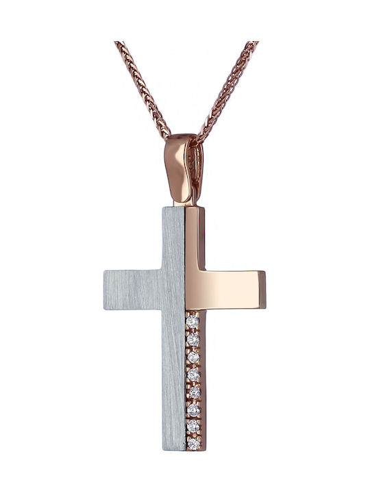 Damen Weißgold Kreuz 14K