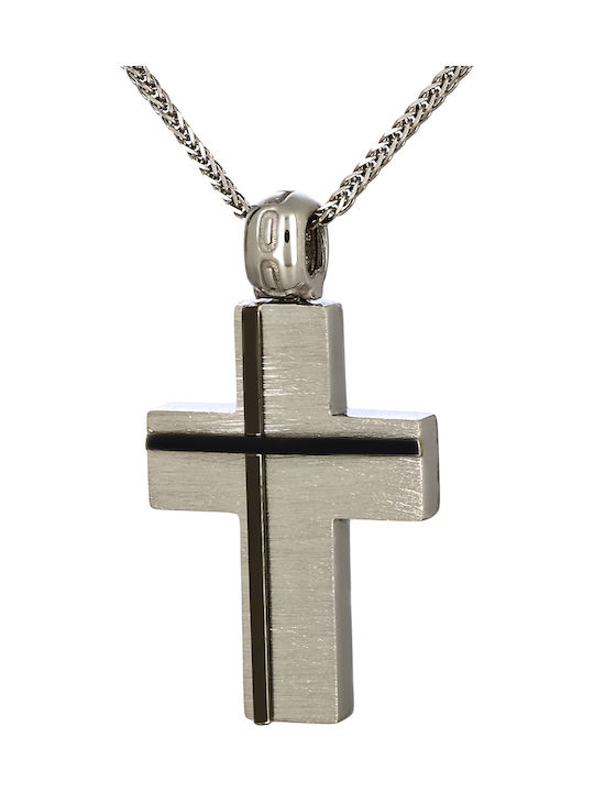 Men's White Gold Cross 14K