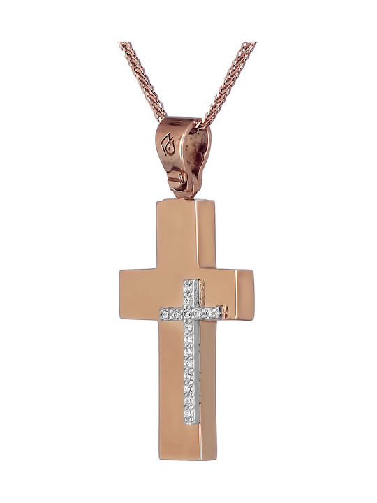 Damen Roségold Kreuz 14K