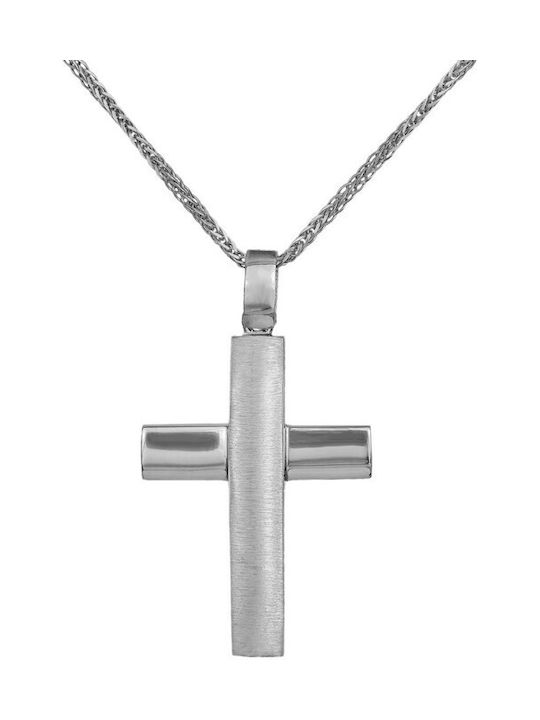 Herren Weißgold Kreuz 14K mit Kette