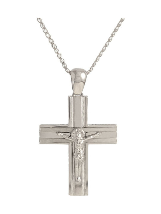 Papadopoulos Gold Men's White Gold Cross 14K with the Crucified