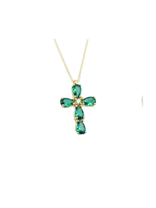 Velegrakis Women's Gold Cross 14K with Chain