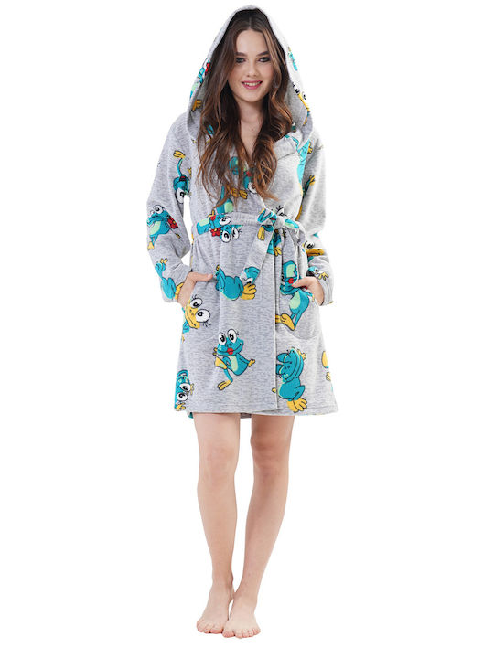 Vienetta Secret Winter Women's Fleece Robe Grey Vienetta