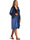 Sevim Winter Women's Robe with Nightdress Navy Blue Sevim Ocean