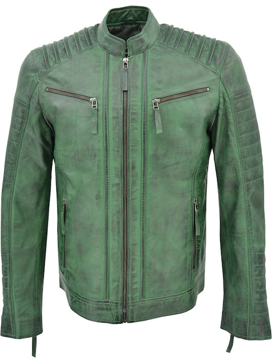 Dermatina 100 Geacă Biker Din Piele Verde