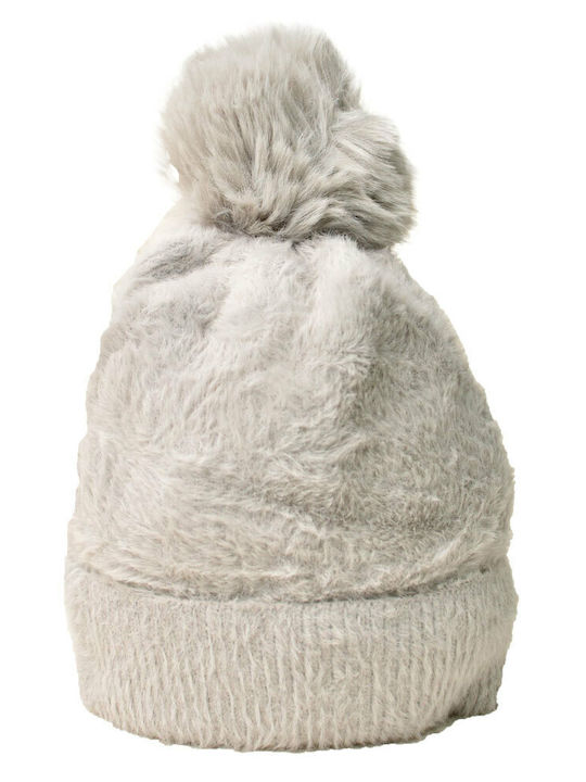 Pom Pom Beanie Frauen Beanie Gestrickt in Gray Farbe