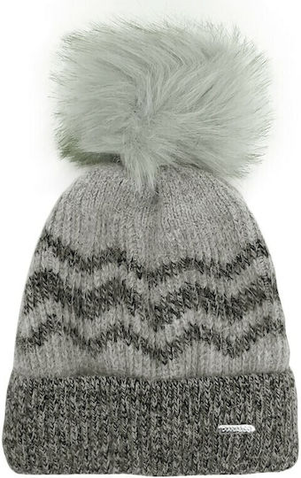 Pom Pom Beanie Frauen Beanie Gestrickt in Gray Farbe