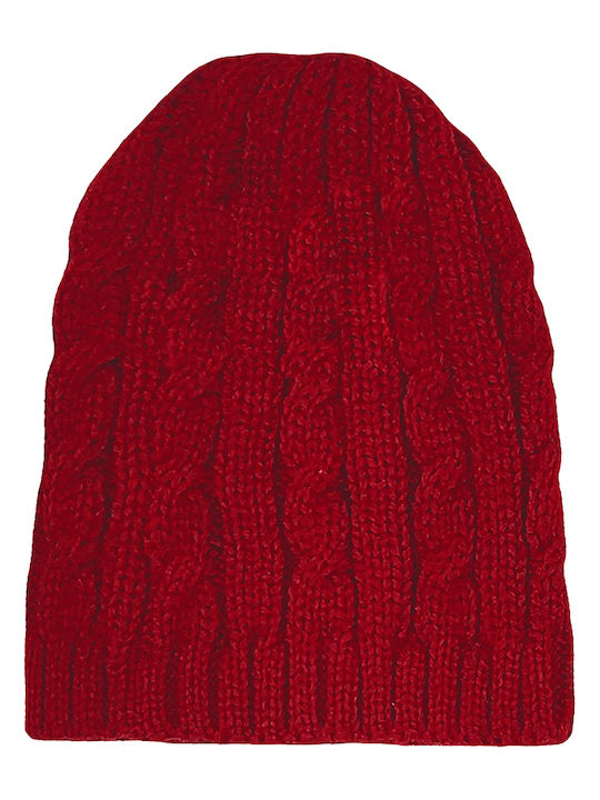 Beanie Cap with Braid Burgundy